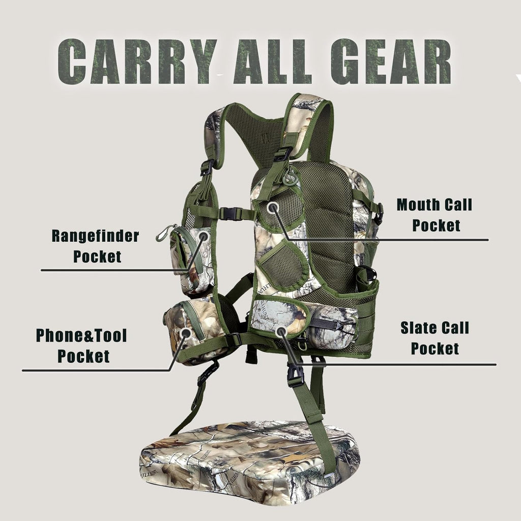 Turkey Hunting Vest with Magnetic Seat Cushion, Lightweight and Silent N3537