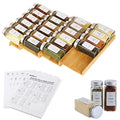 Spice Drawer Organizer with 28 Spice Jars,216 Labels,25 Non-slip Rubber, Bamboo 4 Tier Seasoning Rack Tray Insert for Kitchen Drawers,Cabinets,Countertop,14.6" Wide x 15.8" Deep