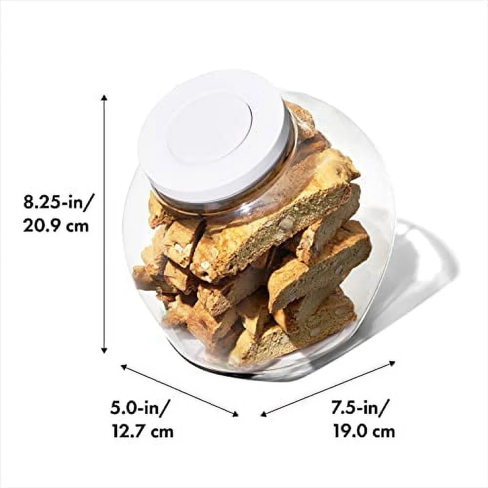 Medium Cookie Jar with Airtight Lid, White and Clear B654