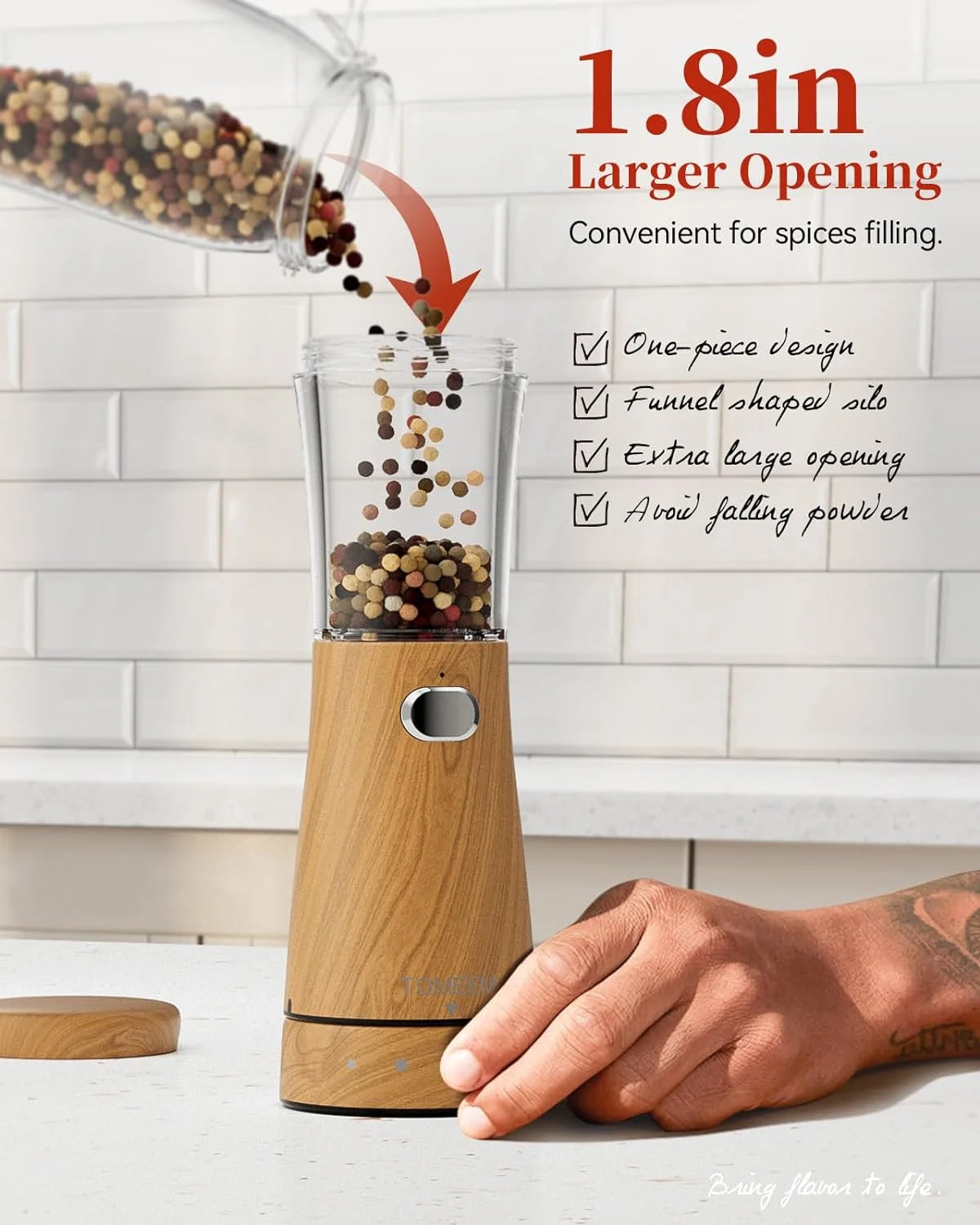 Electric Salt and Pepper Grinder Set, Adjustable Coarseness, USB Rechargeable, LED Light, 2 Pack Z6771