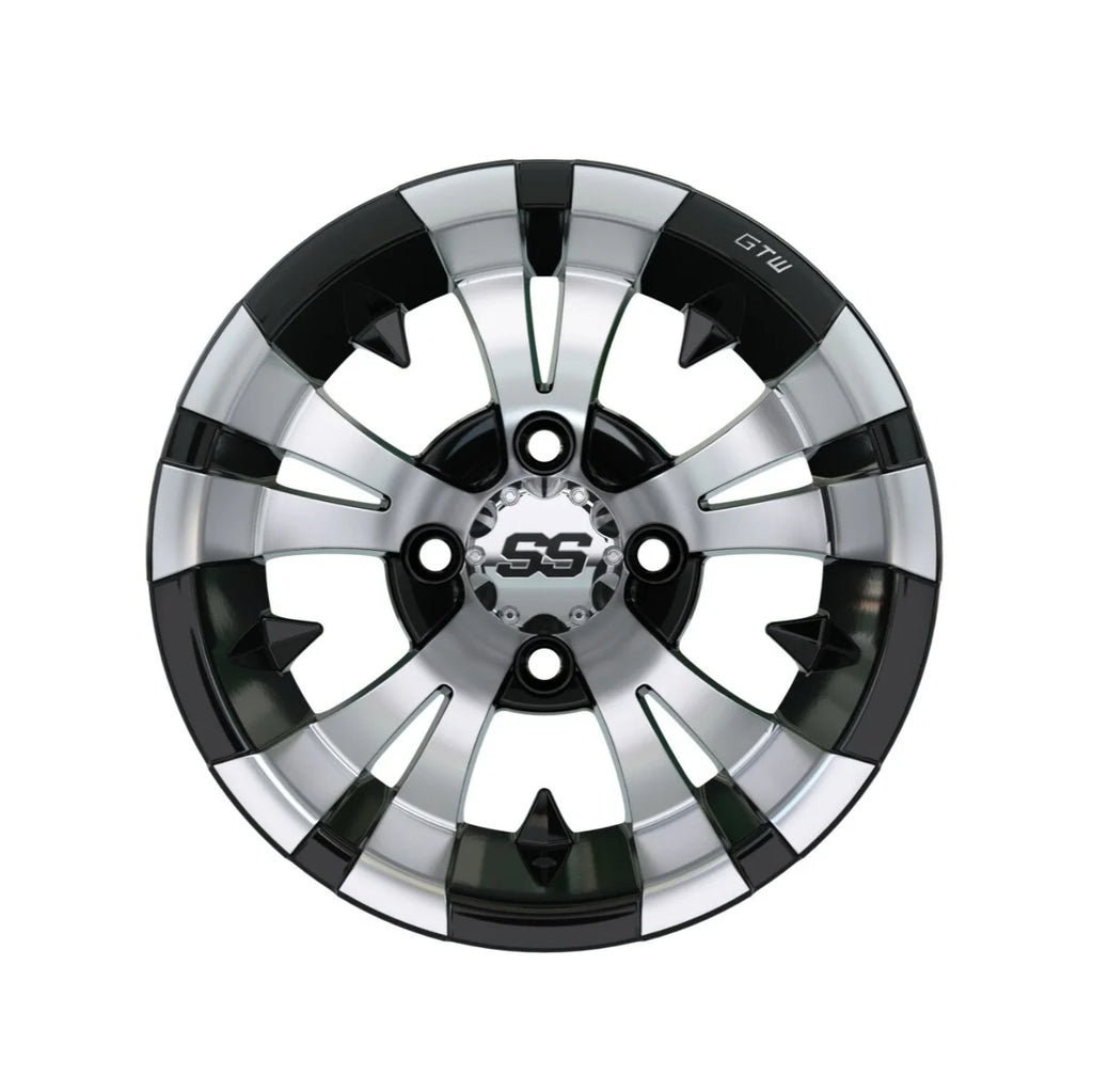 Golf Cart Wheel and Tire Set 12 Inch Black Machined, 4 Pack W561