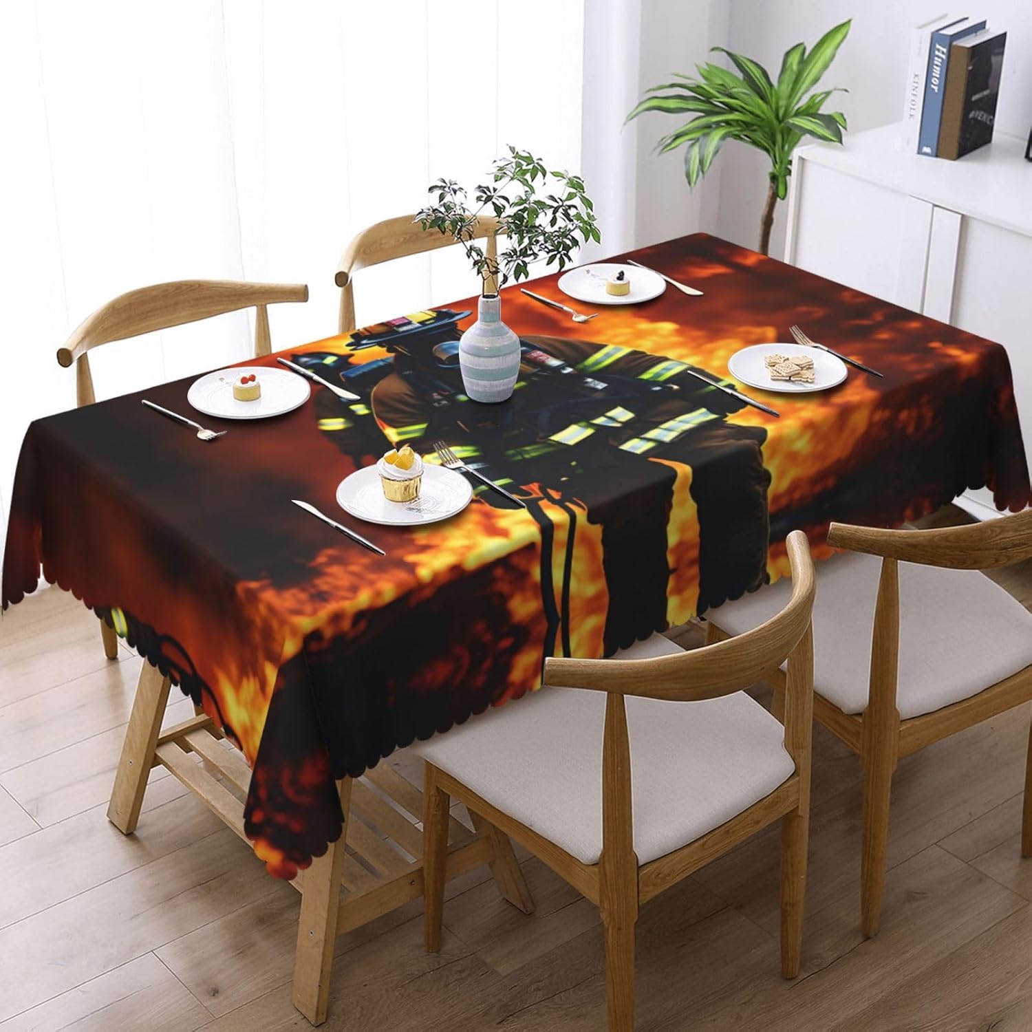 Flame Print Square Tablecloth for Coffee Table Outdoor Decor R13385