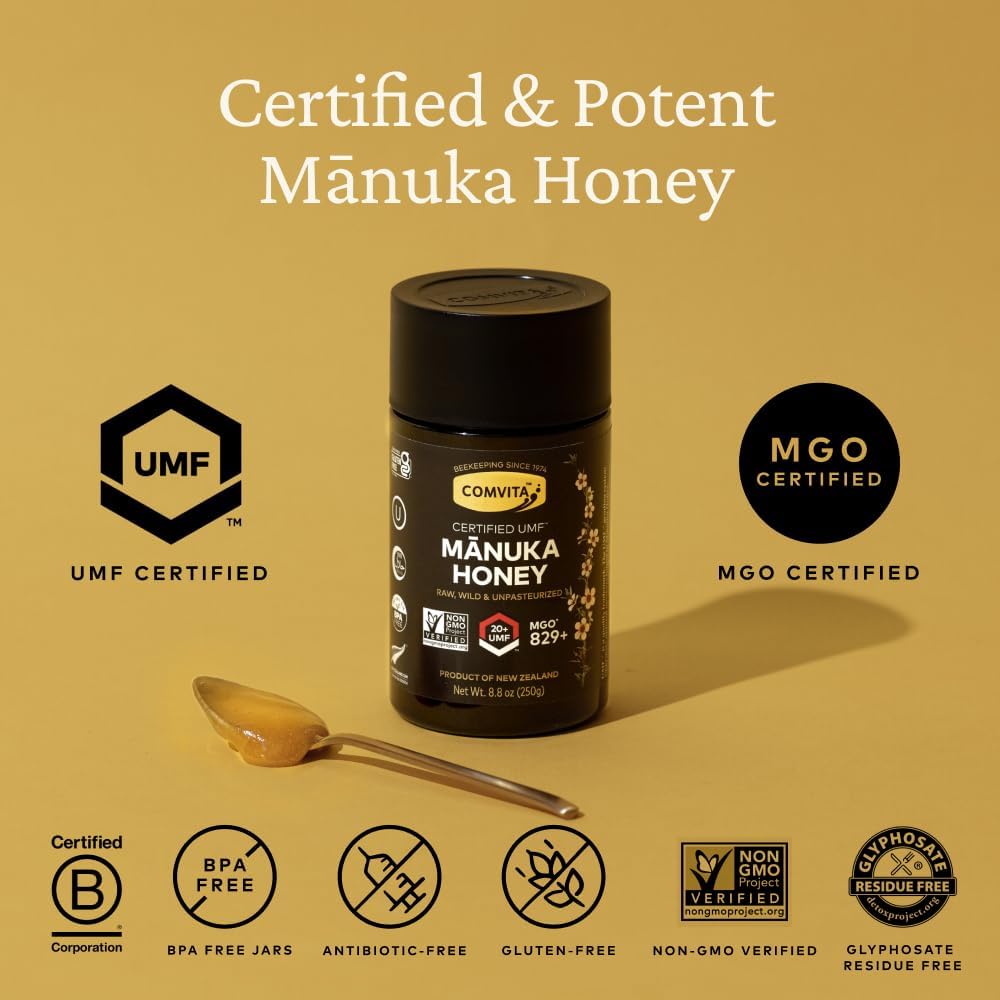 Manuka Honey UMF 20+ MGO 829+ Raw Wild Non-GMO 8.8 oz D341292
