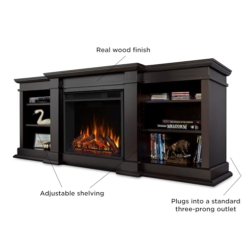 72" TV Stand with Electric Fireplace, Black, Fits up to 70" TV W2754