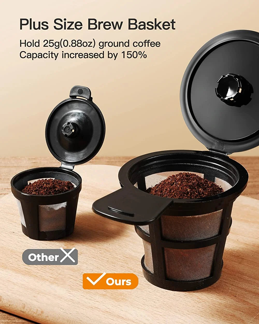 Single Serve Coffee Maker for K Cup & Ground Coffee, Bold Brew, 6 to 14 oz, Black W202930