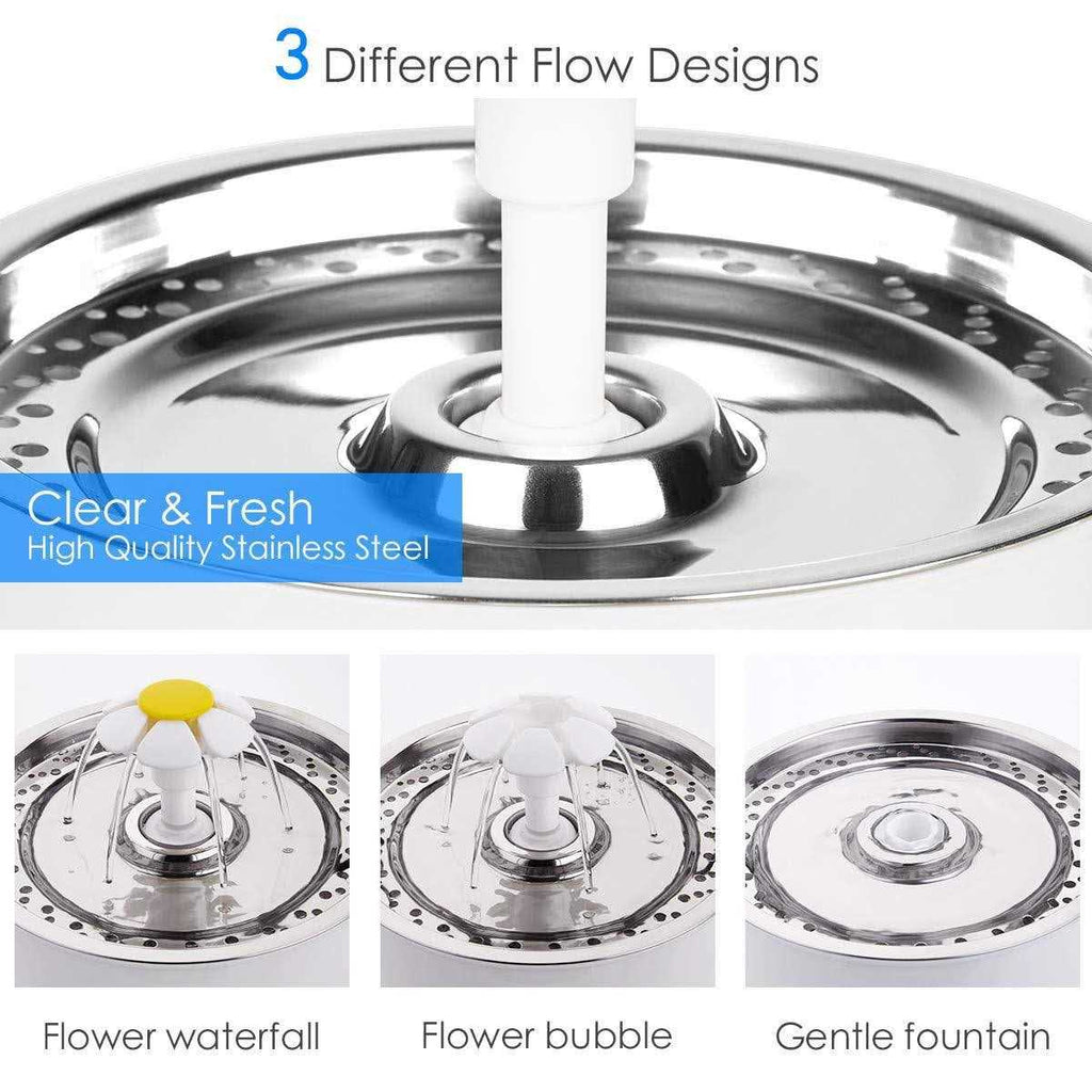 Cat Water Fountain with Stainless Steel Lid, 2.4L Automatic for Cats and Dogs V32364