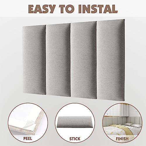 3D Soundproof Wall Panels Peel and Stick Headboard, 6 Panels, Gray E9826