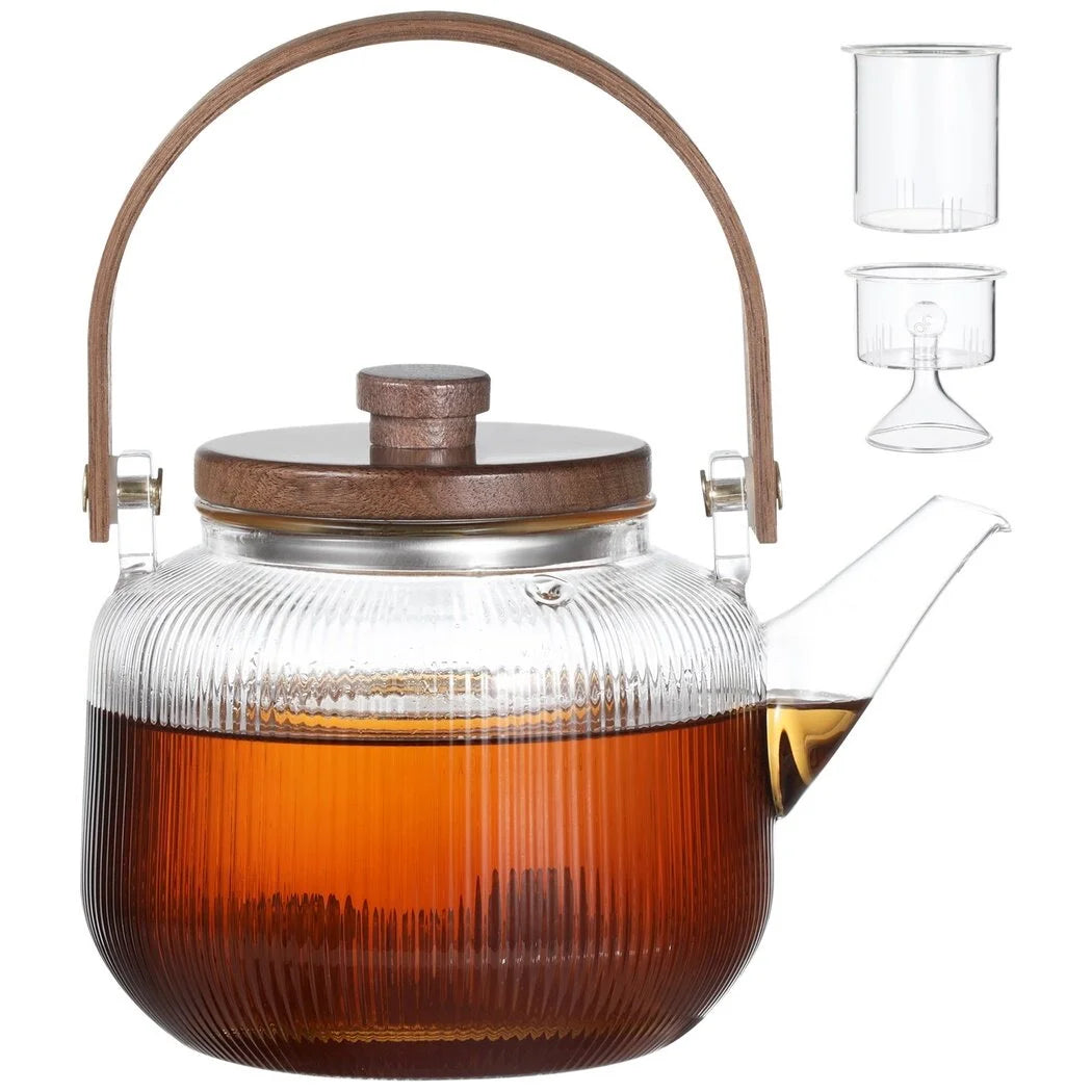 Glass Stovetop Teapot with Removable Infuser, Heat-Resistant Tea Kettle V68371