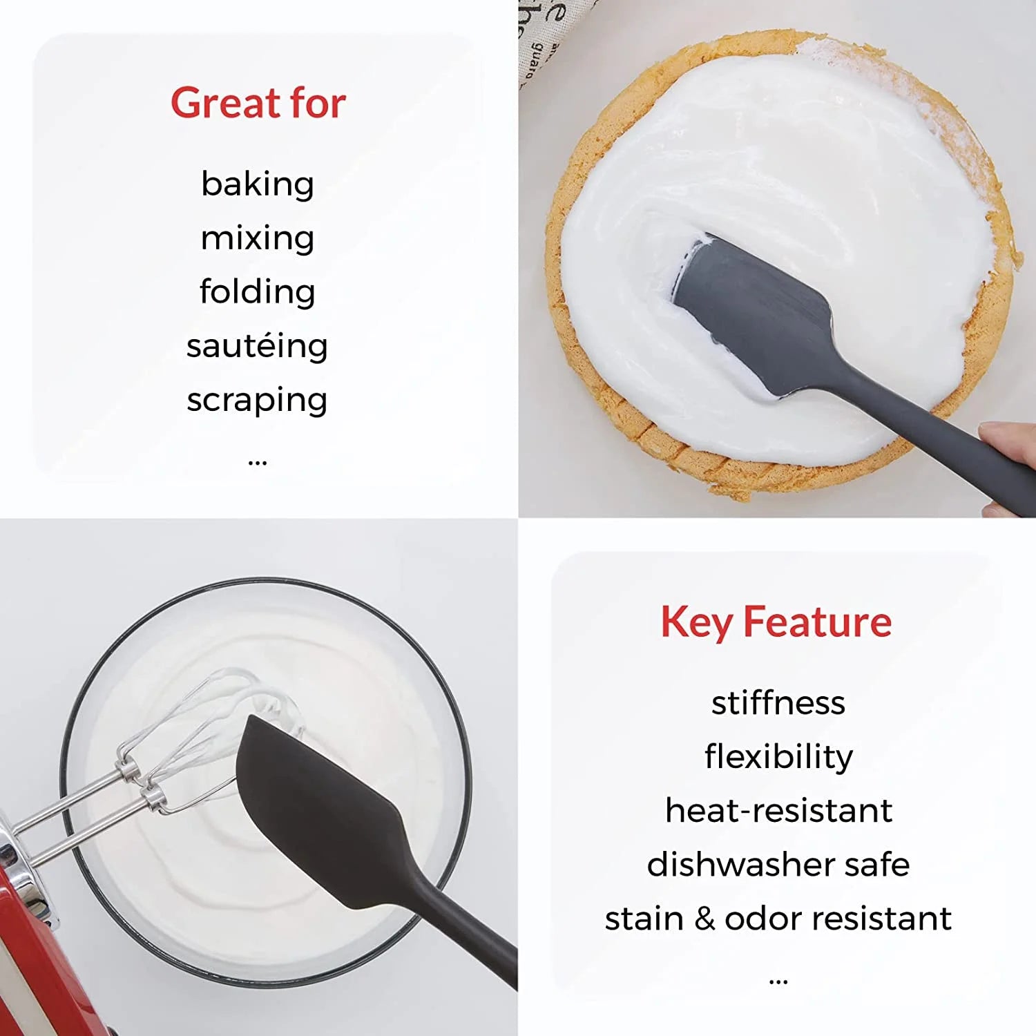 Silicone Spatula Set 3 Piece, Heat Resistant Non Stick Kitchen Scraper for Cooking and Baking Q91309