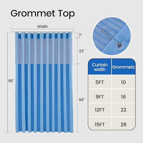 Flame Retardant Hospital Curtains Room Divider, Grommet Privacy Curtains, 1 Panel, 9x8FT, Dark Blue Y19379