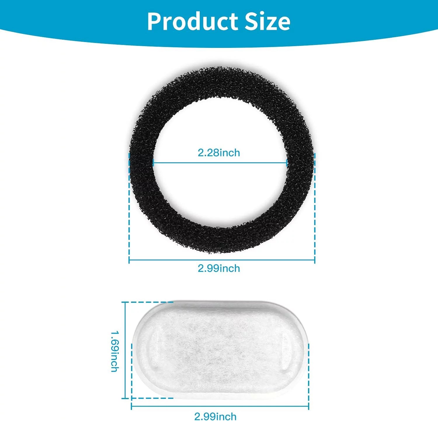 Cat Water Fountain Filters, 12 Carbon Filters + 12 Sponges Q49773