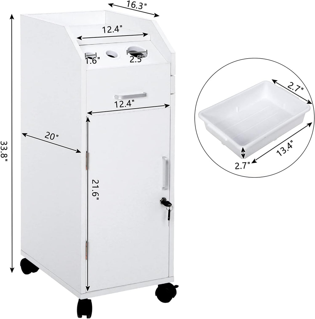 Hair Salon Storage Cart with Wheels and Drawers L7557