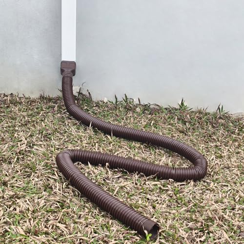 Gutter Downspout Extension Pipe, 2" ID, Flexible, 8.5ft, Brown, 2-Pack K882