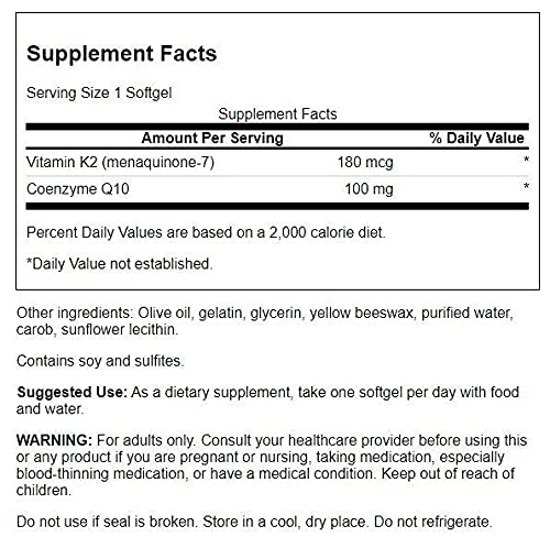 CoQ10 + Vitamin K2 Softgels, 60 Count, 3 Pack M771413