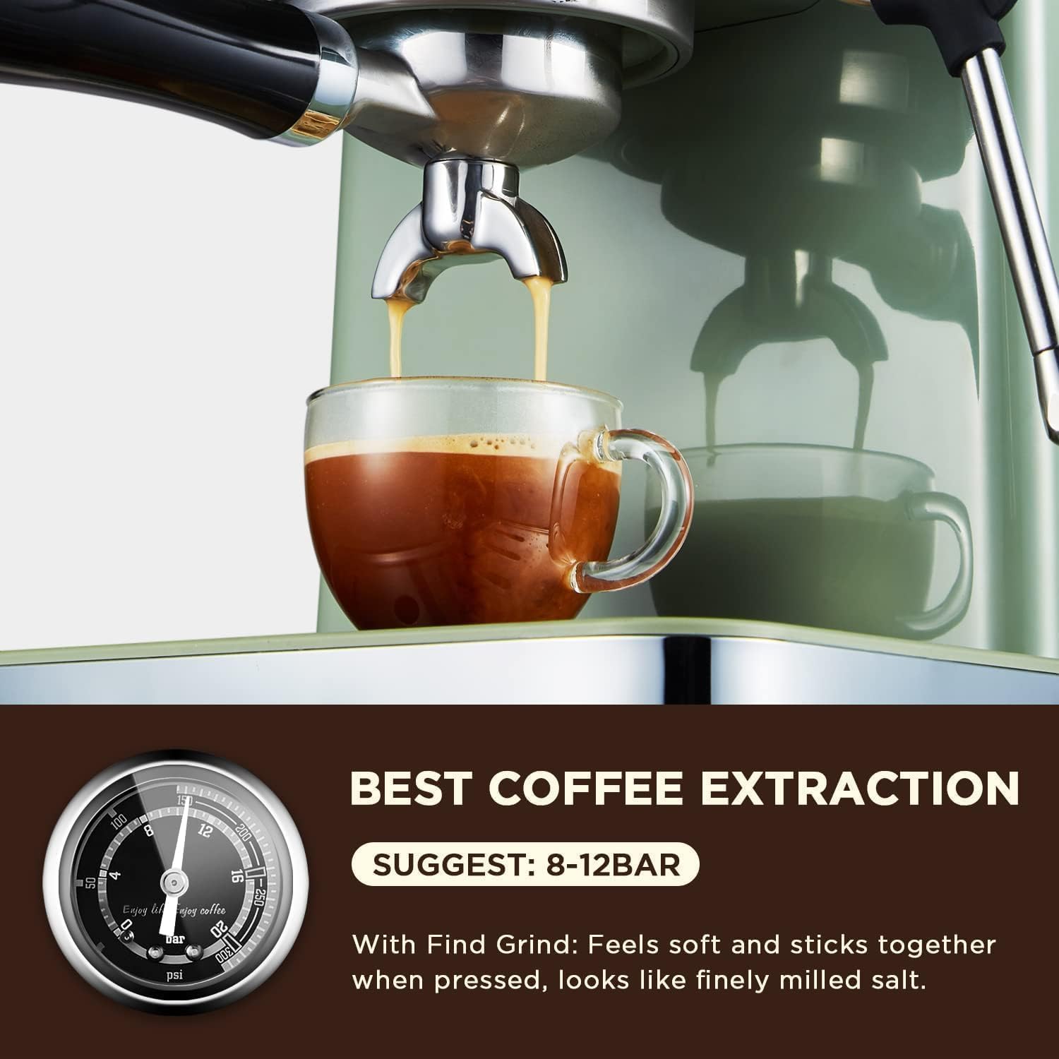 15 Bar Espresso Coffee Machine with Milk Frother Steam Wand E7259