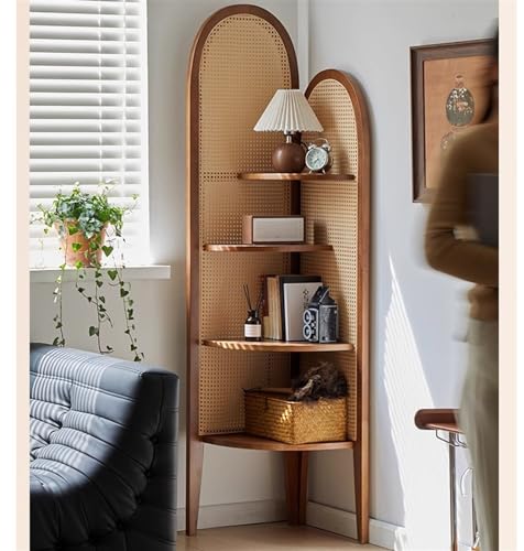 4 Tier Rattan Corner Bookshelf with Plant Stand J868
