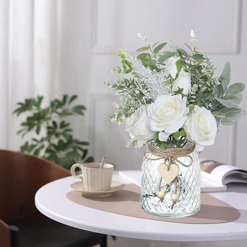 Artificial Flowers with Vase, Silk Hydrangea Bouquet, Faux Flower Arrangement for Home Decor D824338