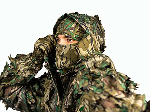 Camouflage Leafy Hunting Jacket for Men, 1/2 Zip with Hood U80222