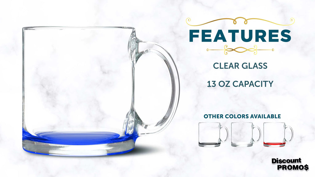 Clear Glass Coffee Mugs 13 oz, Set of 10 E17839