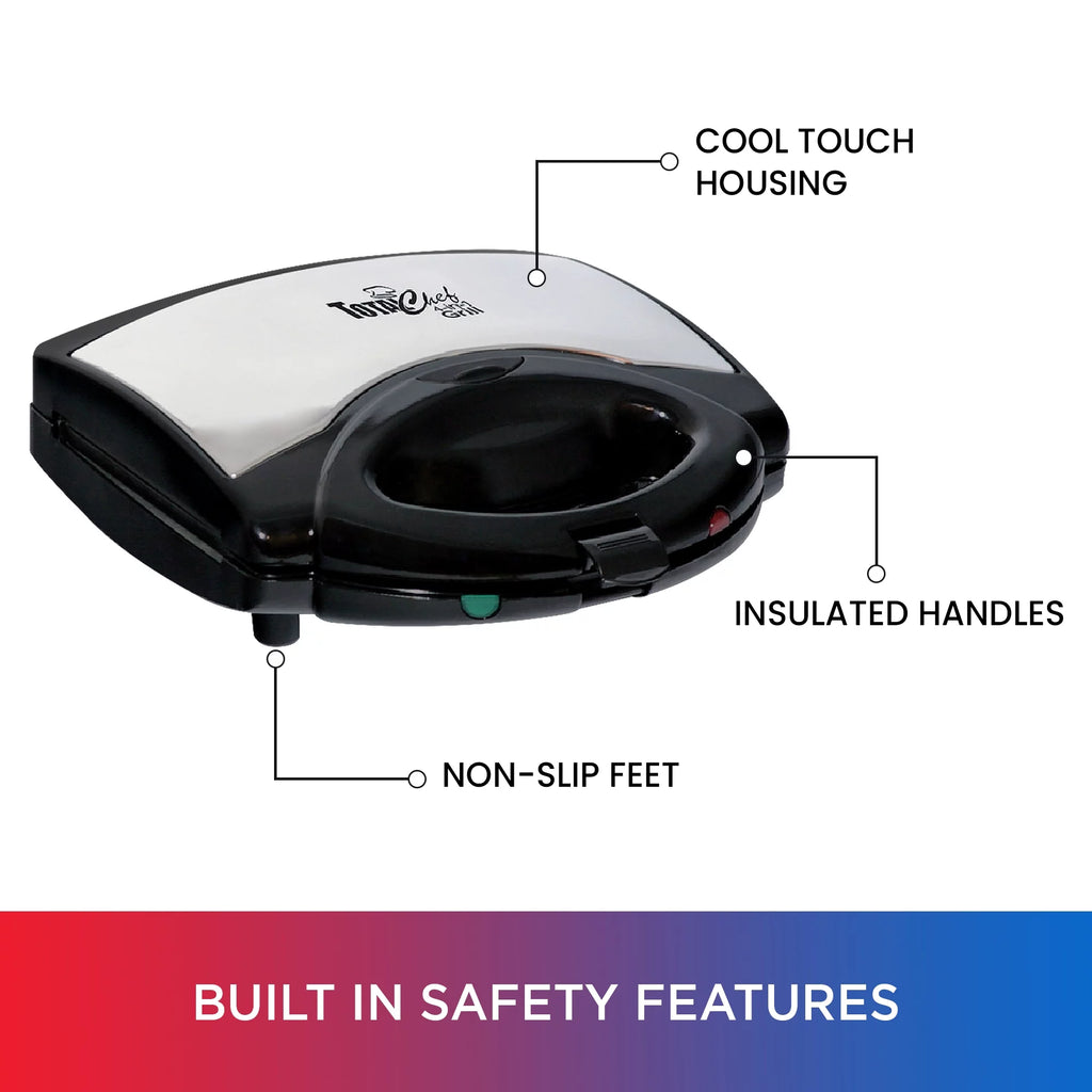 4-in-1 Waffle Maker, Indoor Grill, Sandwich Maker, Panini Press, Electric Griddle, Removable Non-Stick Plates H92613