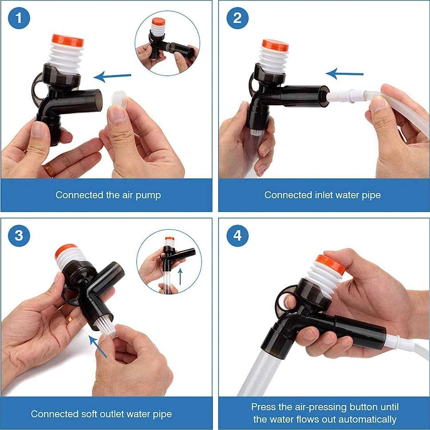 Aquarium Gravel Cleaner Fish Tank Kit Long Nozzle Water Changer with Air-Pressing Button X3606
