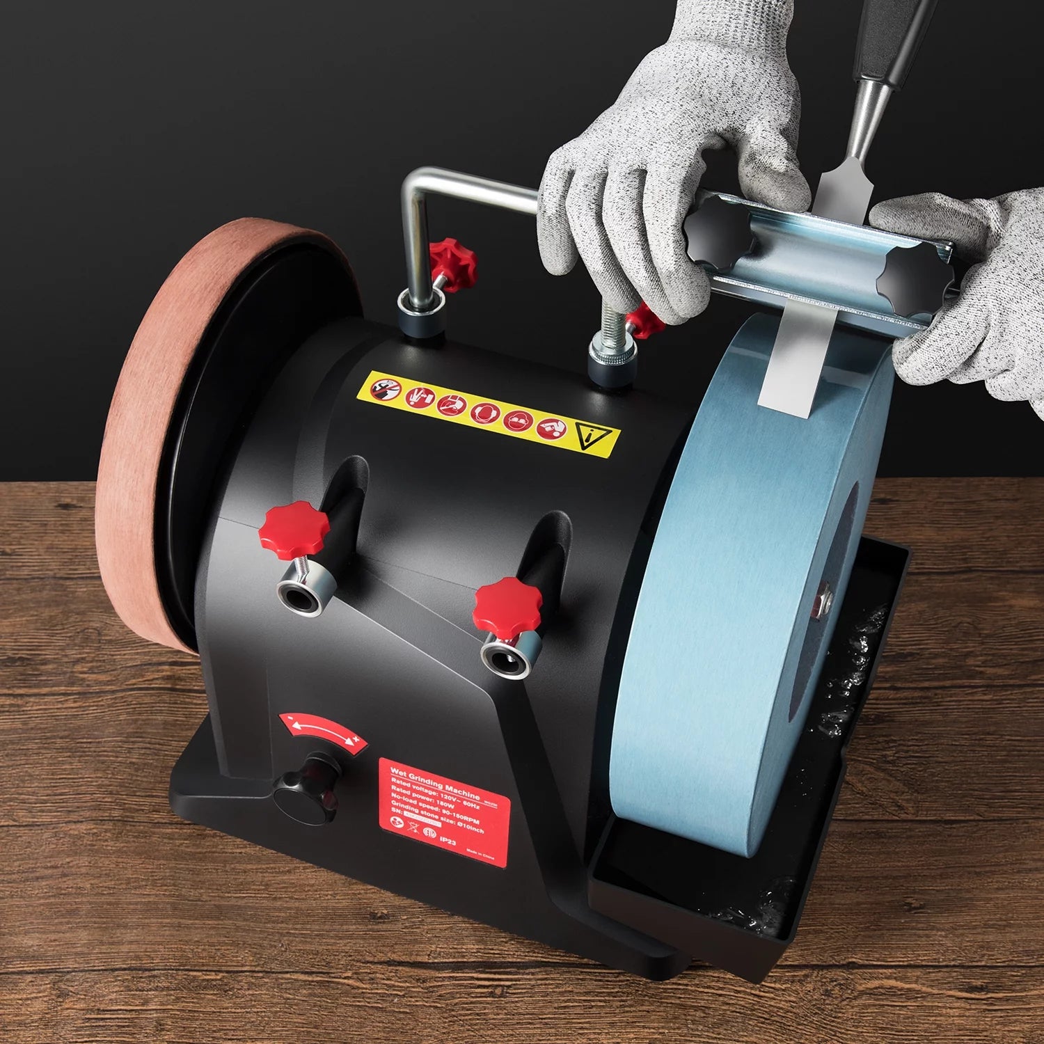 10 Inch Low Speed Wet Grinding Machine, Variable Speed Water Cooled Sharpening System U54726