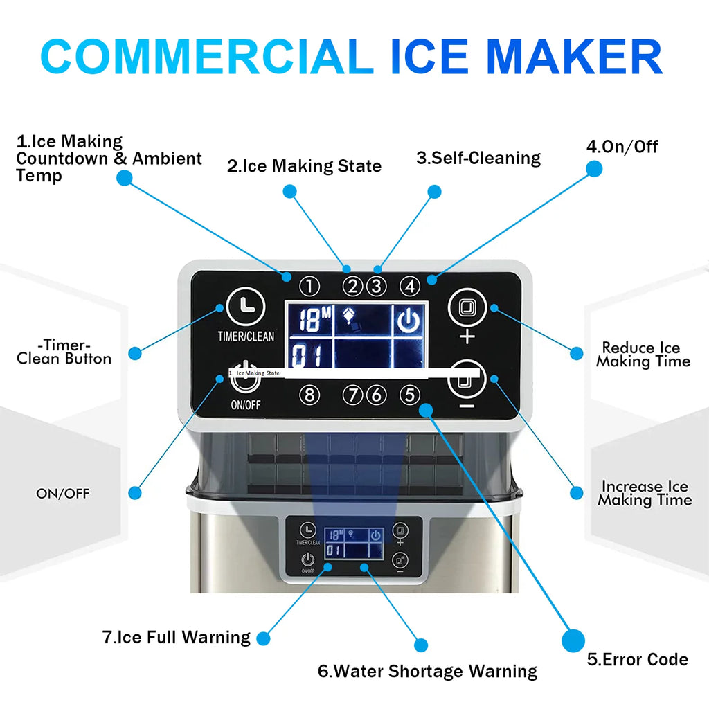 Countertop Ice Maker, 3 Ice Cube Sizes, Stainless Steel U1983
