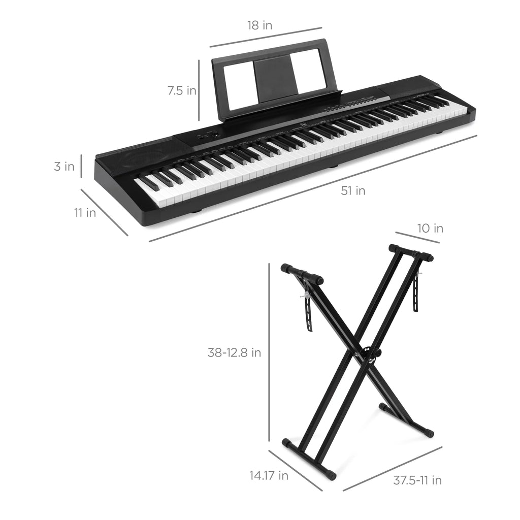 88-Key Full Size Digital Piano with Semi-Weighted Keys, Stand, Pedal T449