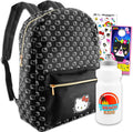 Hello Kitty Faux Leather Backpack for Women - Bundle with 16" Hello Kitty Backpack with Front Pocket Plus Water Bottle, Stickers, More | Hello Kitty Backpack Set