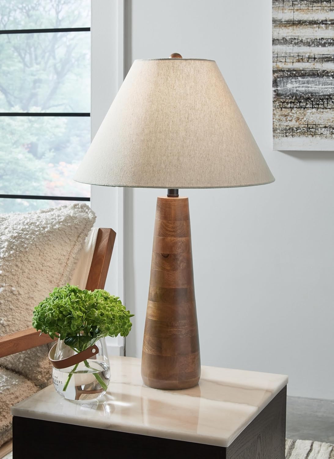 Contemporary Wood Table Lamp with 3-Way Switch Y22853