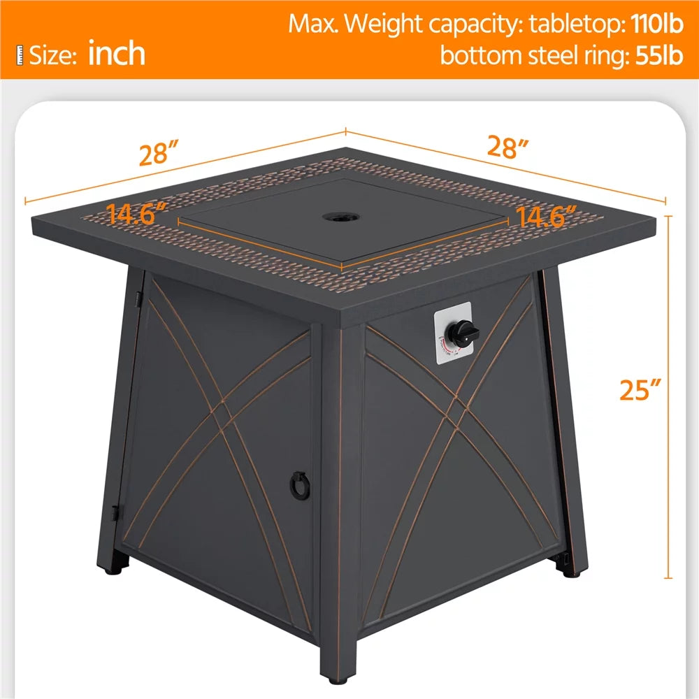 28" Propane Fire Pit Table, Copper D9843