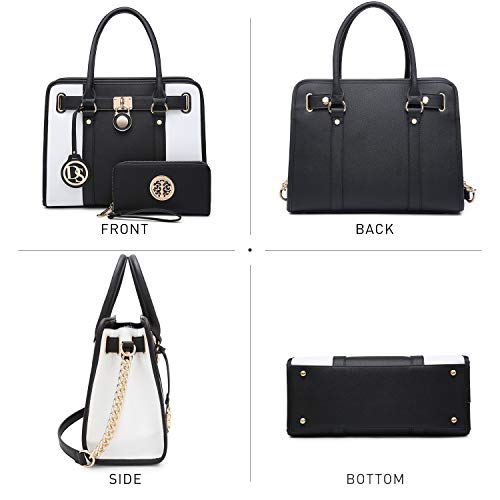 Women's Top Handle Satchel Tote Bag with Wallet Set E7007