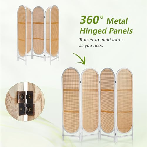 Folding Rattan Room Divider Screen for Home Office Bedroom C79540