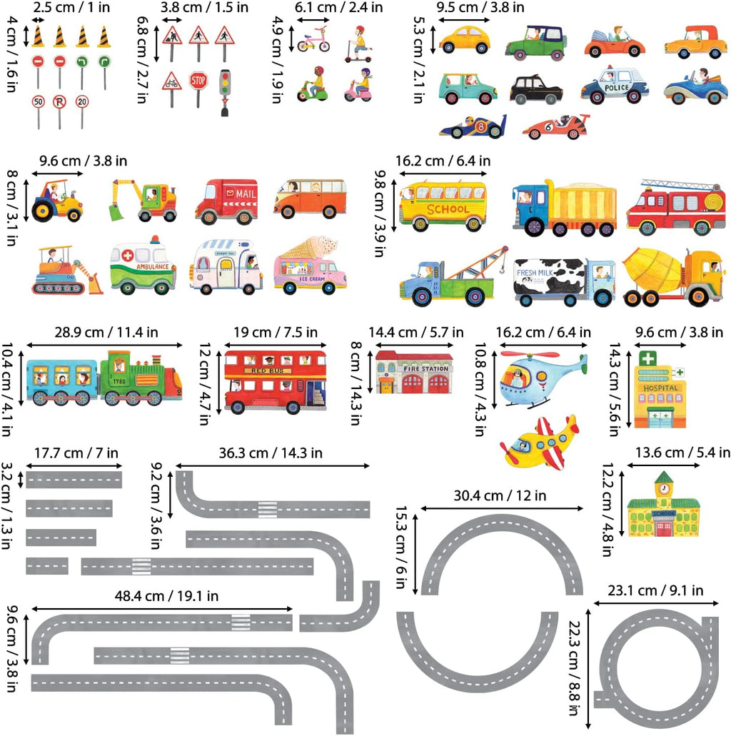 Road and Transports Kids Wall Stickers Peel and Stick Removable U846952
