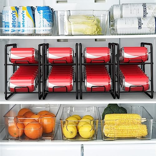 Can Dispenser Rack, Stackable Can Storage Organizer for Kitchen Cabinet, Black U7402