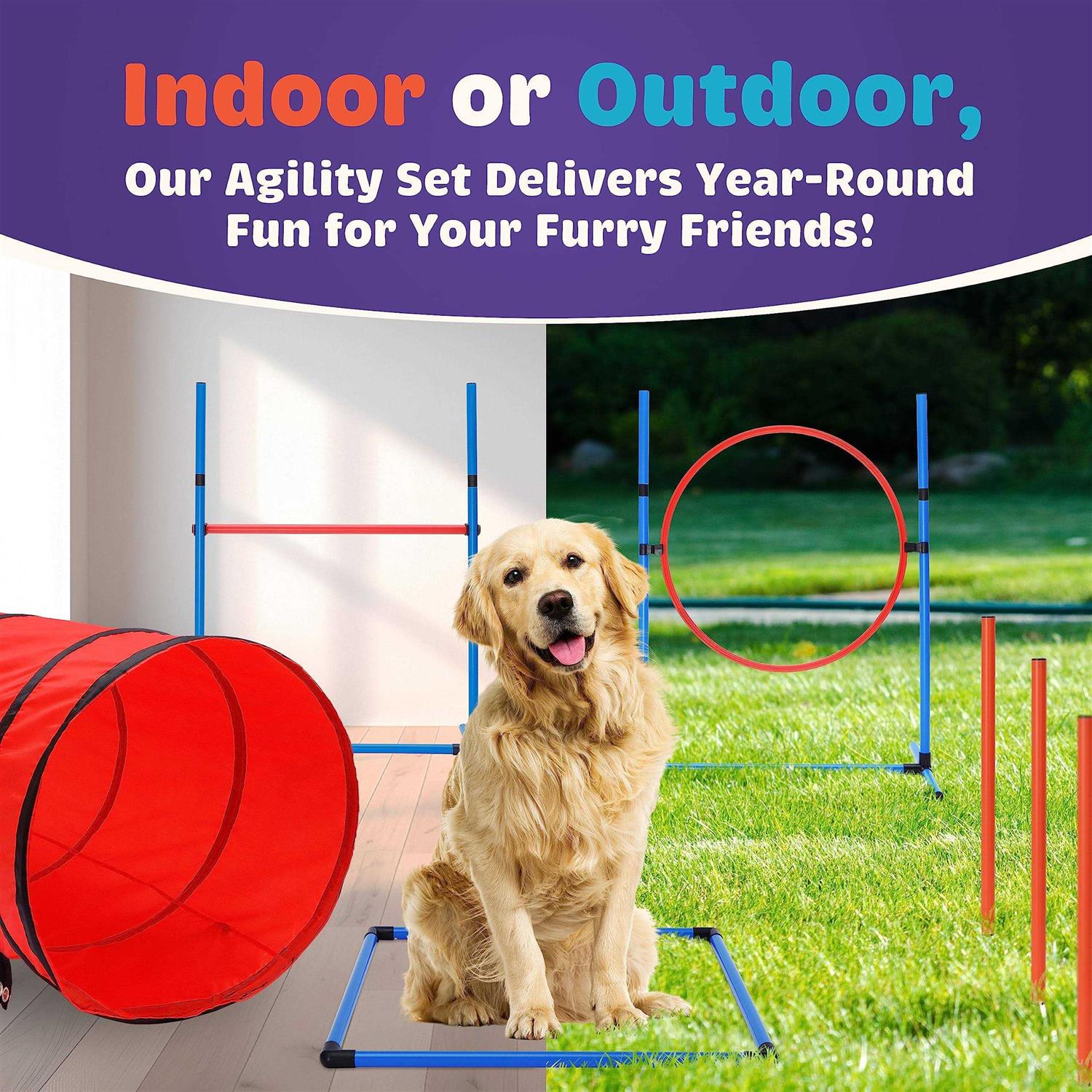 Dog Agility Training Equipment Set 15 Piece Backyard Course J364739