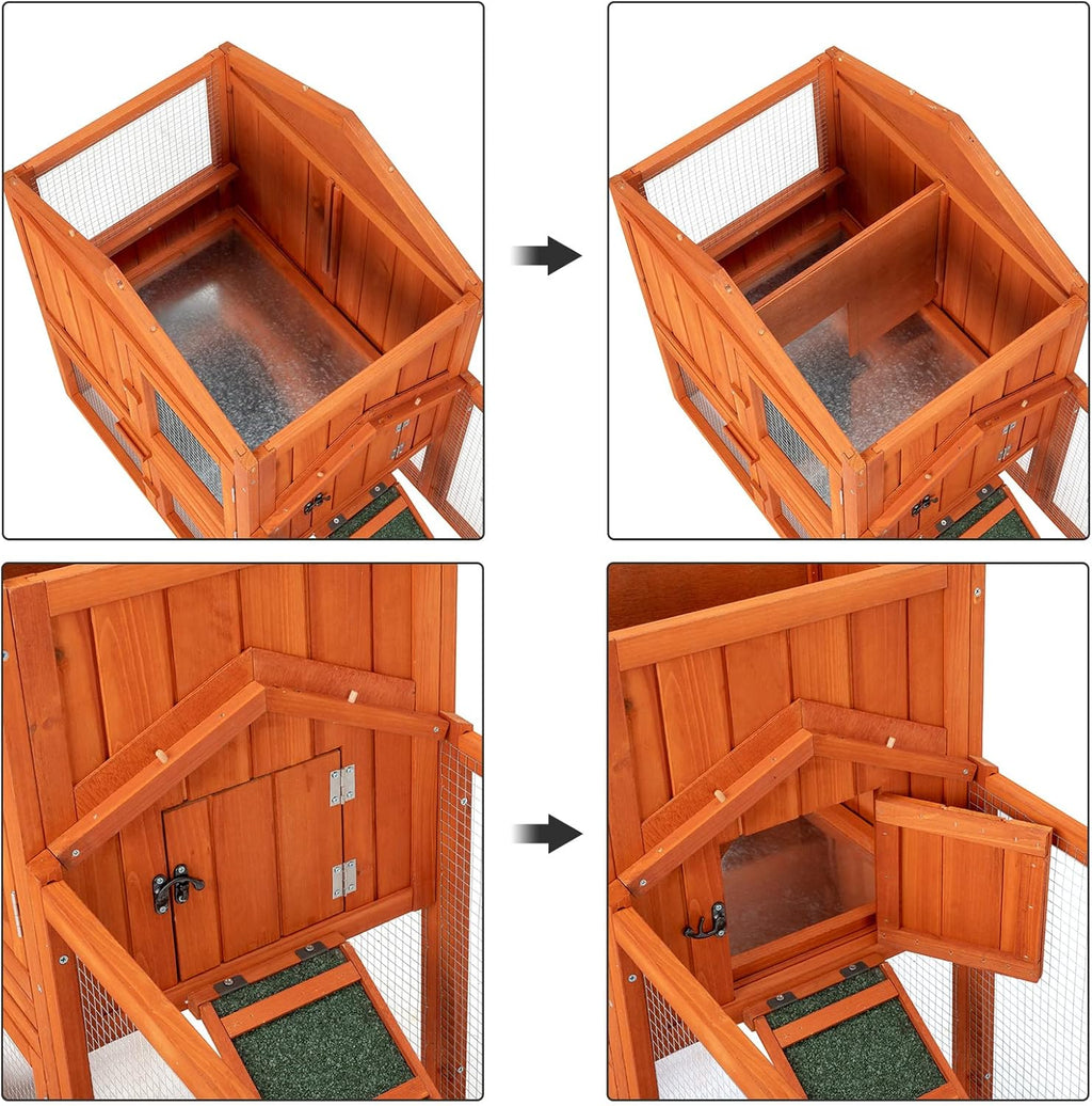 Wooden Chicken Coop with Wheels for Small Animals P671312