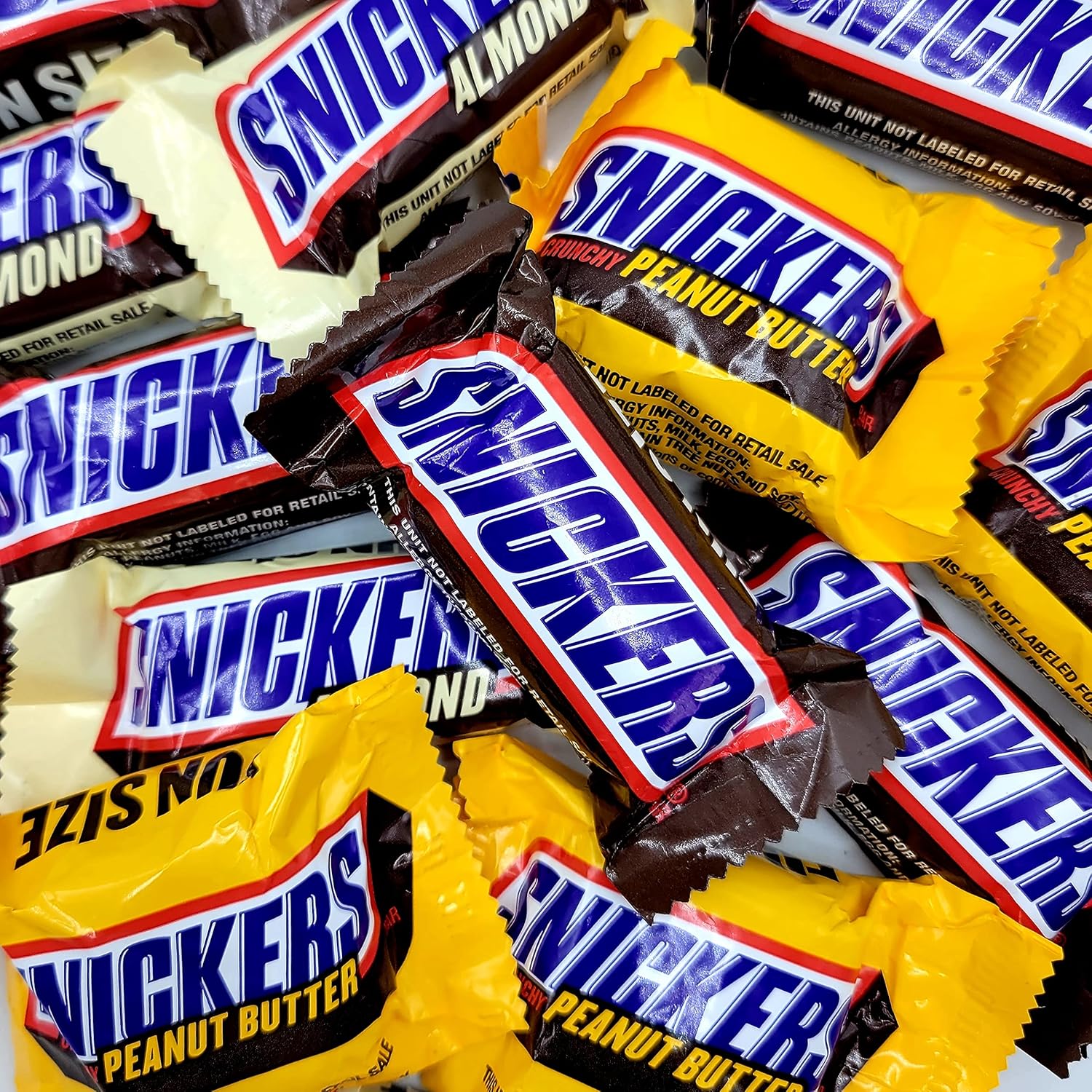 Snickers Candy Bars - Snickers Original, Snickers Almond, and Snickers Peanut Butter Bars Fun-Size - 2 Pound Snickers Variety Pack