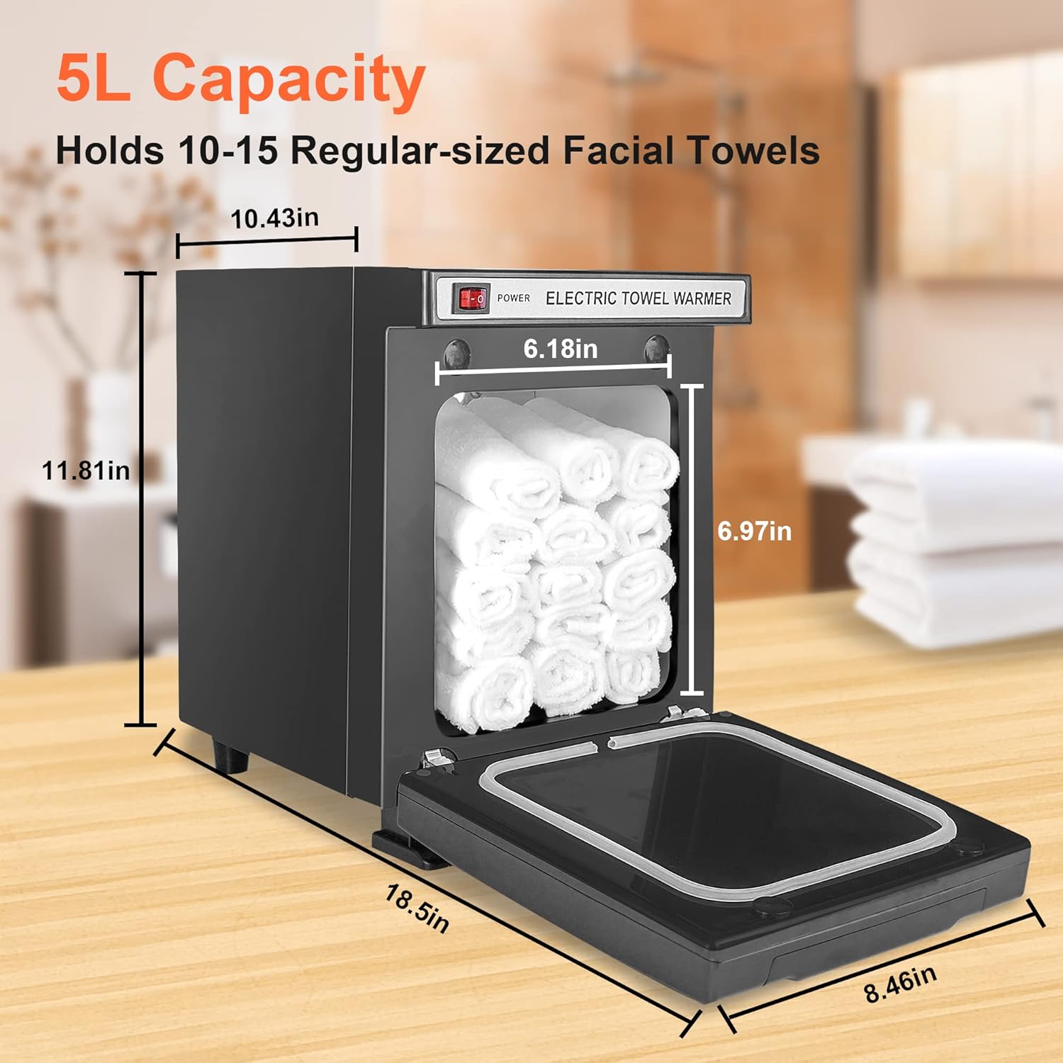 Mini Hot Towel Warmer 5L Heating Cabinet for Spa, Bathroom, Salon H763627