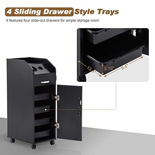 Beauty Salon Trolley Storage Cart with Lockable Rolling Wheels, Drawer M131238