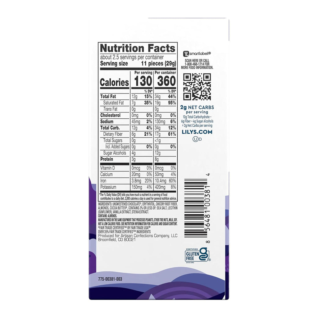 Dark Chocolate Bar with Salted Almonds, 70% Cocoa, Keto Friendly, 4-Pack V72693