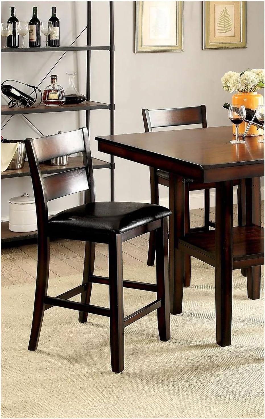 Brown Cherry Storage Dining Table 5pc Set with 4 High Chairs R98235