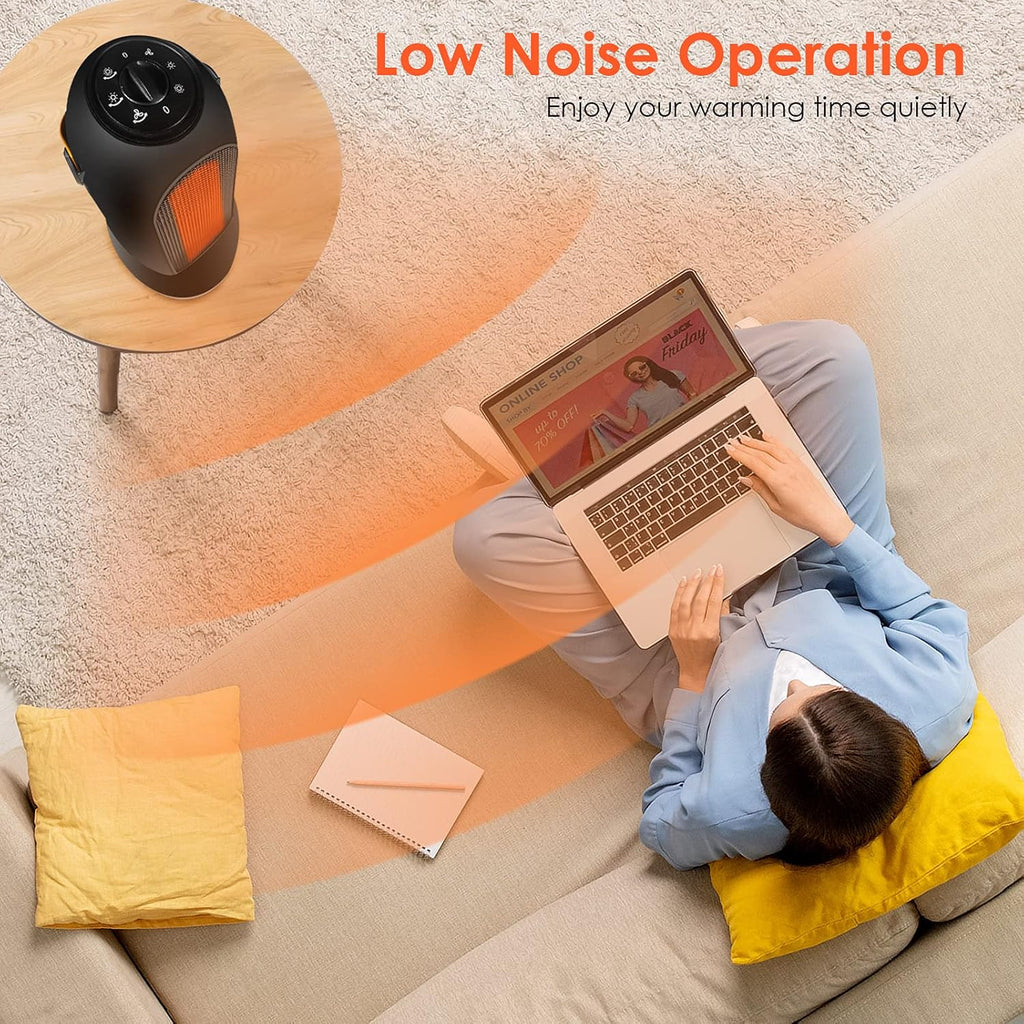 Portable Fan Heater for Home, 1200W PTC Ceramic Heater with 4 Heat Settings B452099