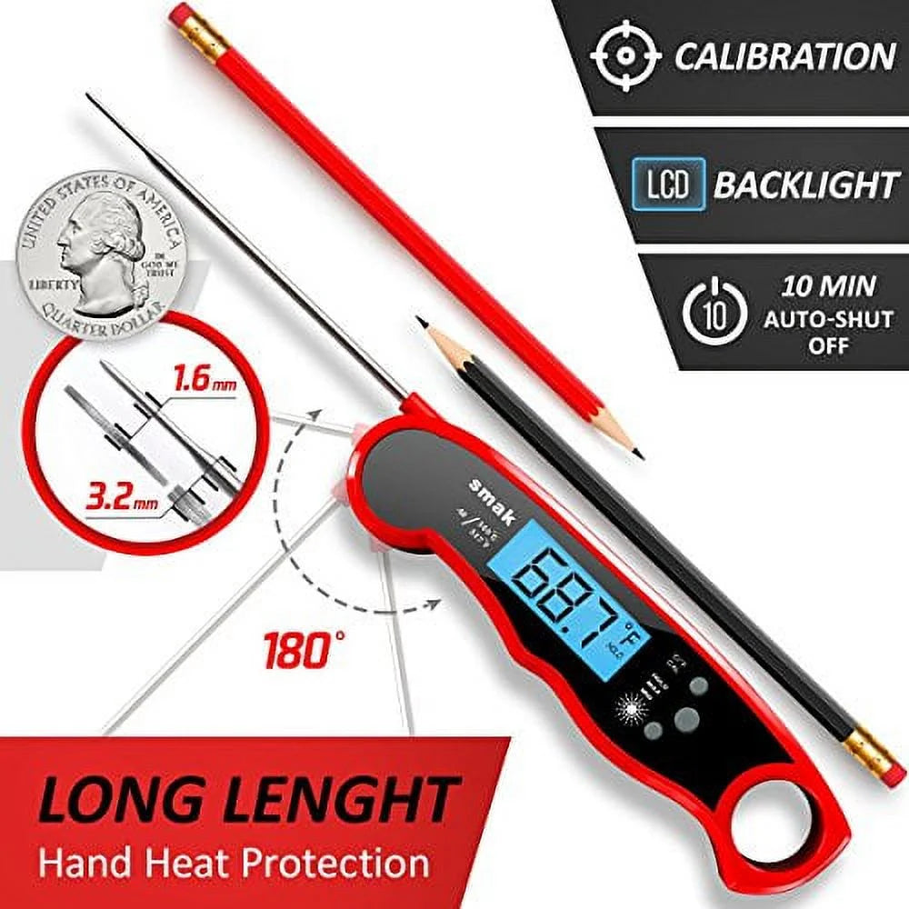 Instant Read Meat Thermometer with Backlight LCD for BBQ Grilling V70753