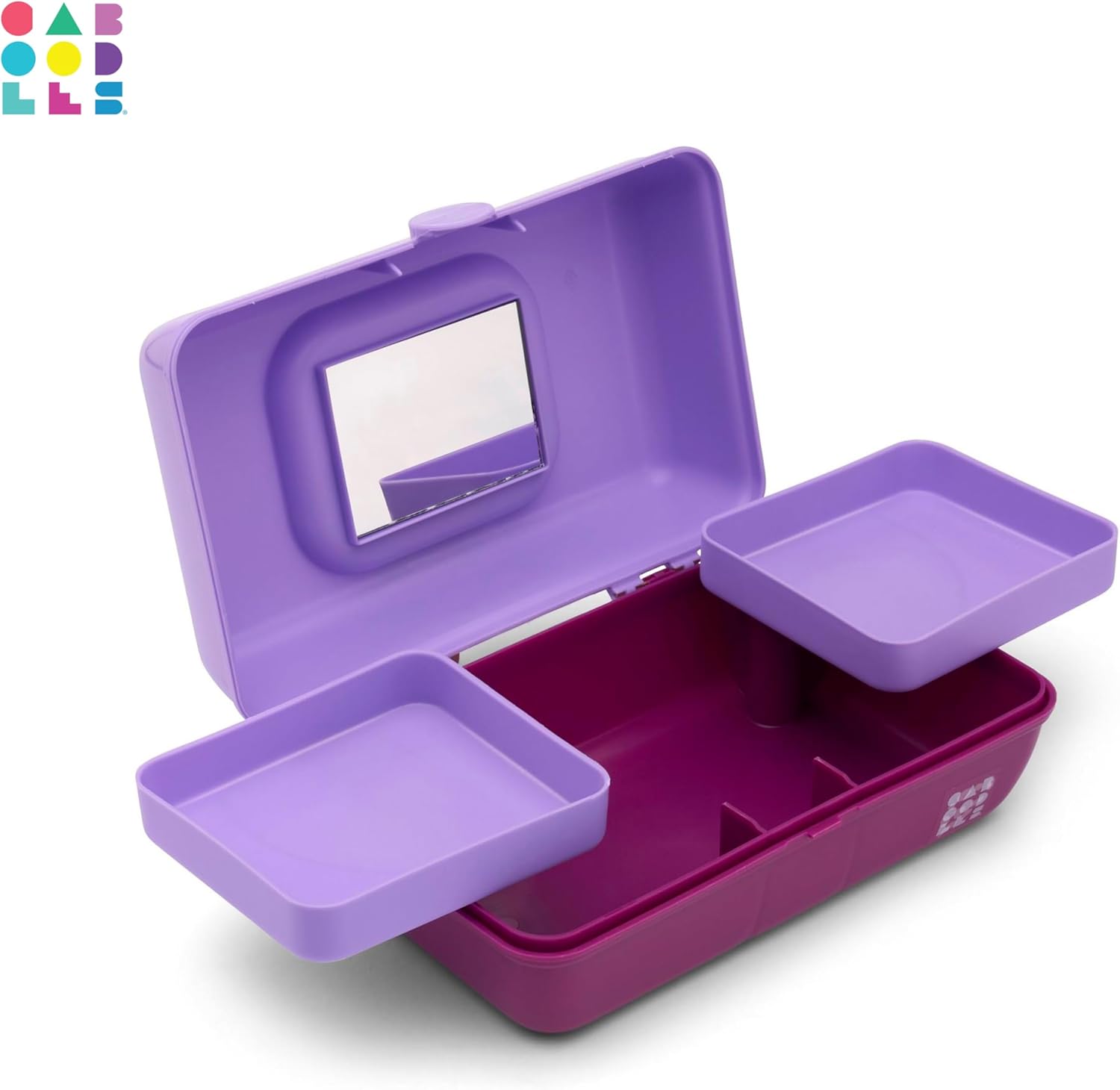 Pretty in Petite Makeup Box, Two-Tone Lavender on Violet, Hard Plastic Organizer with Swivel Trays X892