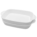 Small Ceramic Baking Dish Pan, Dingrich 9 x 5inches Mini Casserole Dishes with Handles, 2 Pcs Rectangular Baking Pans Porcelain Bakeware Set Dish Set for Oven Cooking, White