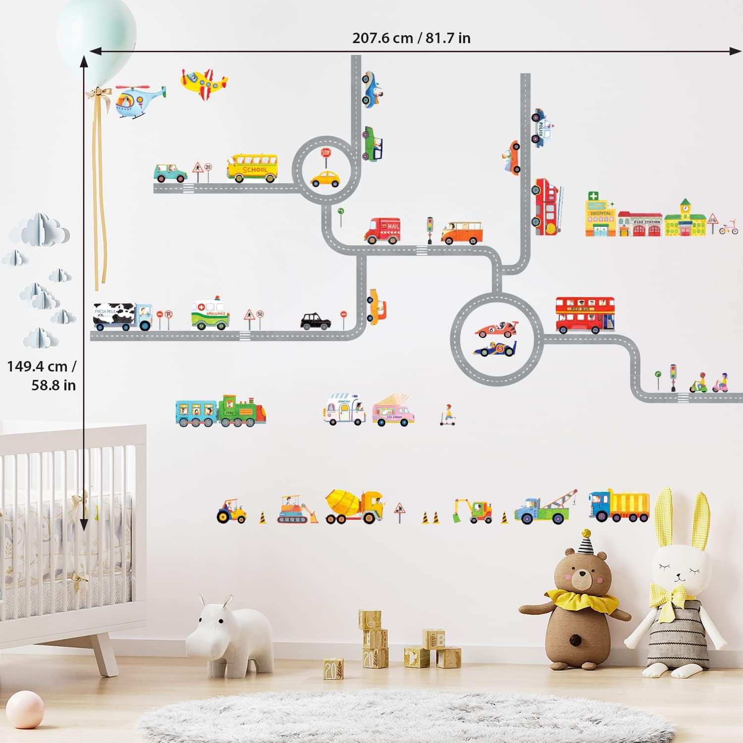 Road and Transports Kids Wall Stickers Peel and Stick Removable U846952