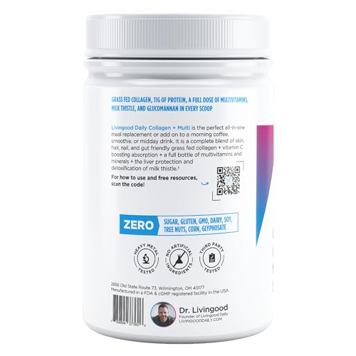 Daily Collagen Powder Vanilla - Grass-Fed Hydrolyzed Collagen Peptides for Hair, Skin & Nails - Keto & Paleo, Gluten Free F60637