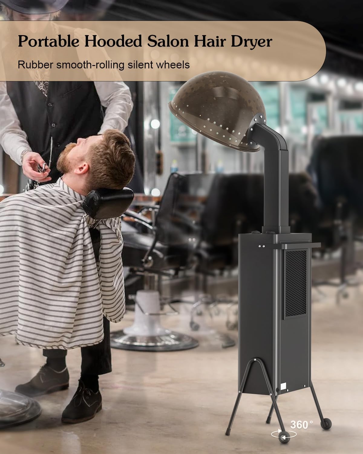Portable Hooded Hair Dryer with Stand, 60-Minute Timer F583501