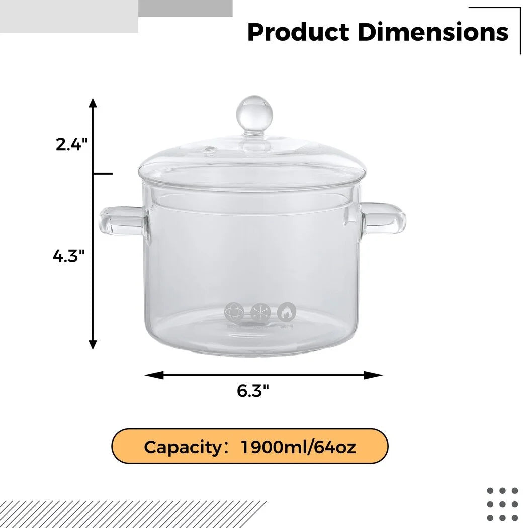 Glass Stovetop Saucepan with Lid, 64oz Pasta Pot H108367